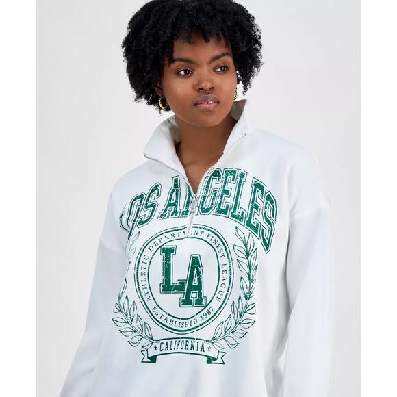 Self Esteem Juniors' Los Angeles Quarter-Zip Sweatshirt - Picture 1 of 3